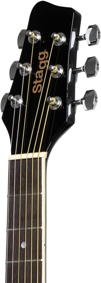 Stagg 6 String Acoustic Guitar, Left, Black (SA20D LH-BK)
