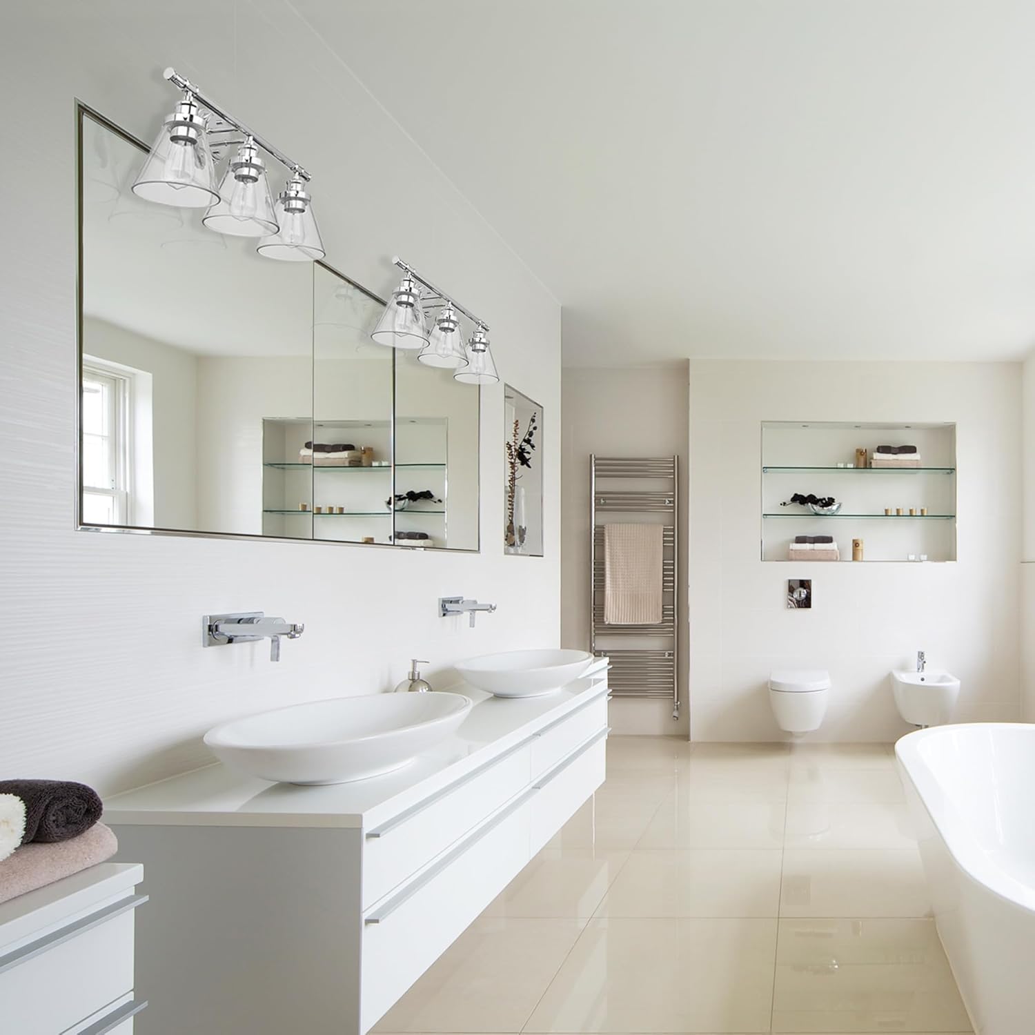 GLOBE Electric 51234 5-Piece All-in-One Bathroom Set, Chrome, 23