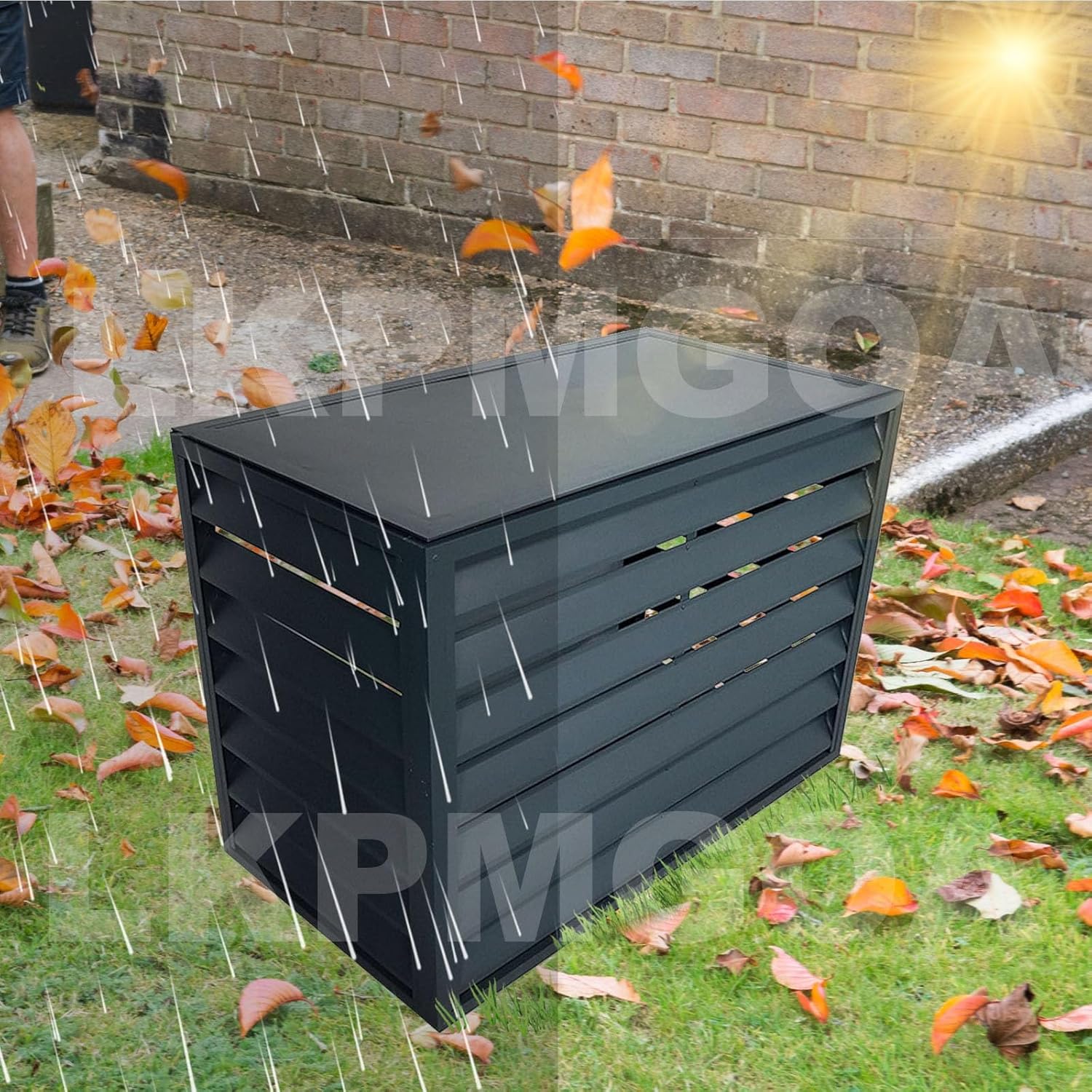 Aluminum Air Conditioner Fence with Top Cover, Outdoor Air Conditioner Fence, Theft Prevention, Noise Reduction(Brown,110cm)