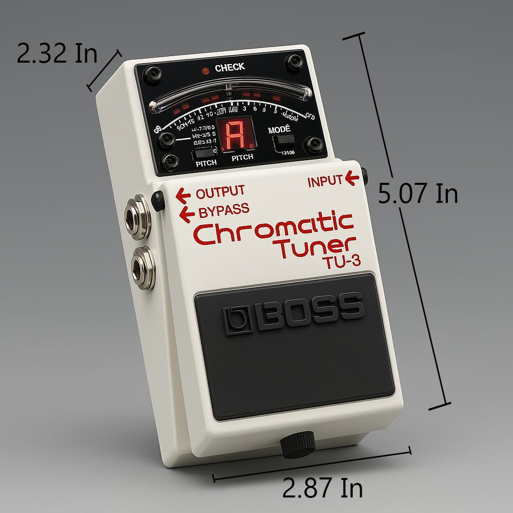 Boss TU-3 Chromatic Tuner Pedal - Bundle with Gearlux Instrument Cable, Patch Cable, and Picks