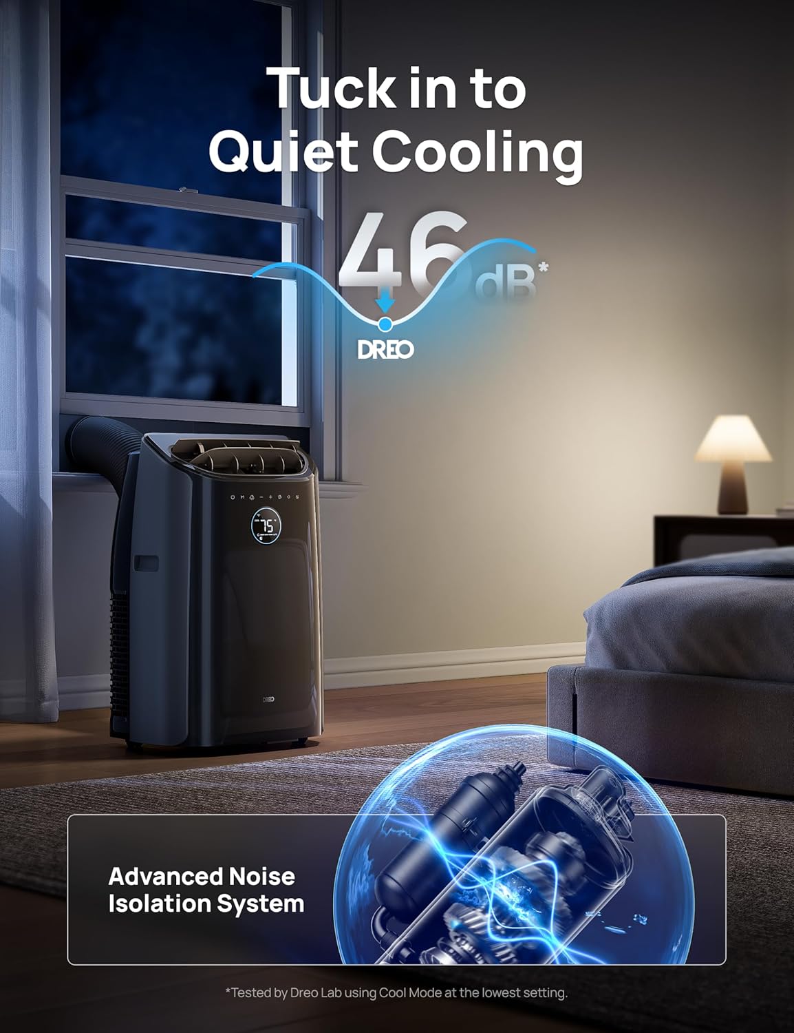 Dreo Portable Air Conditioners, 12,000 BTU AC Unit for Bedroom with Drainage-free Cooling, 46dB Quiet, APP/Voice/Remote, 24h Timer with Fan & Dehumidifier, Smart Standing AC for Room Indoors, AC515S
