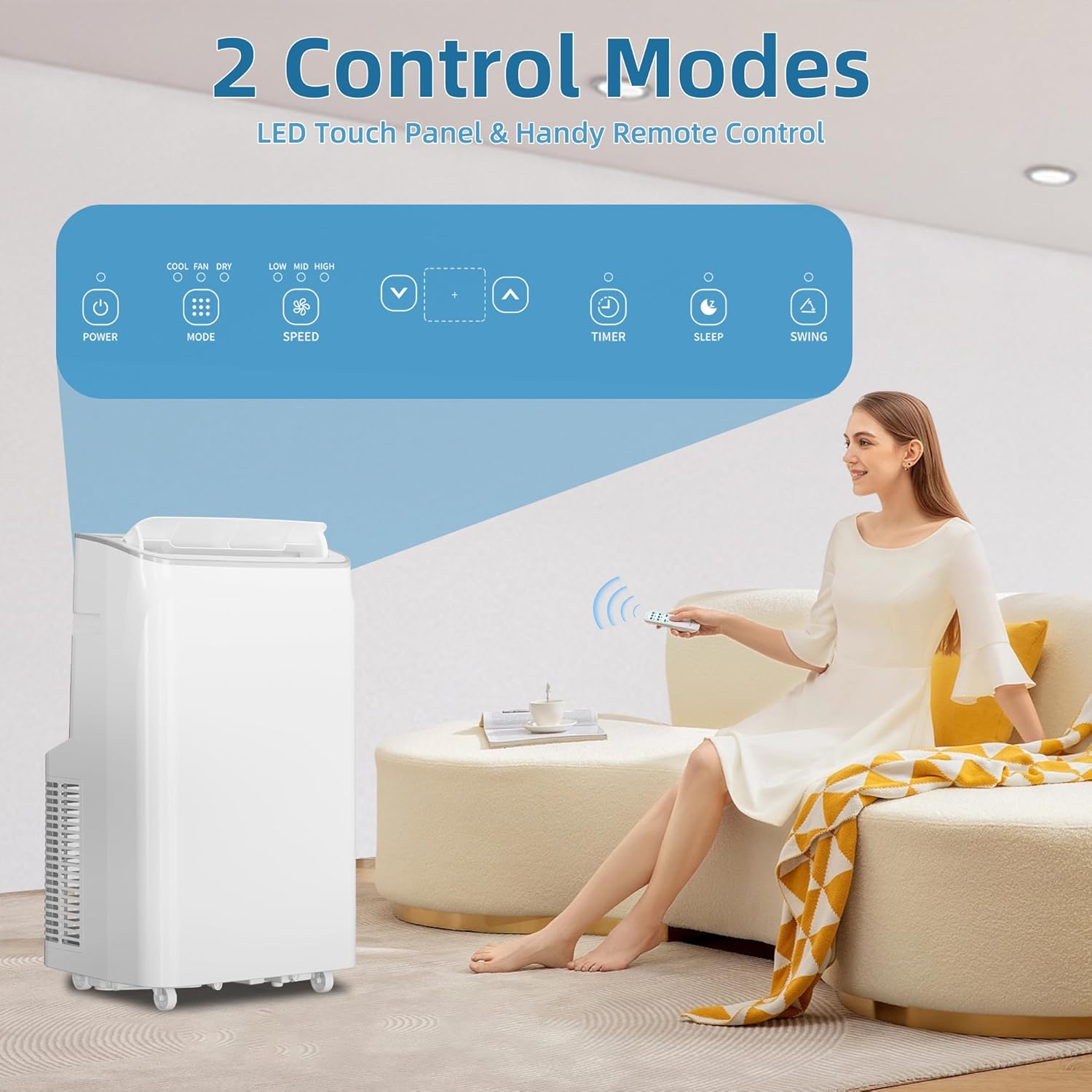 12000 BTU Portable Air Conditioner, Cools Up to 450 Sq. Ft, 3-In-1 Room Air Conditioner With Dehumidifier & Fan, Sleep Mode, Easy Install Kit for Home