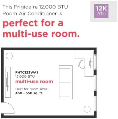 Frigidaire 12000 BTU Cooling Built-In Room Wall Air Conditioner with Air Ionizer, Washable Filter, and Remote Control (White)