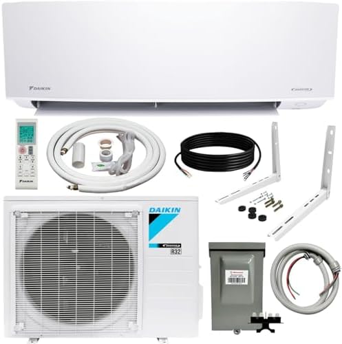 Daikin 9,000 Btu 21 SEER2 Oterra Series Ductless Mini-Split, Wall Mount Heat Pump Air Conditioner - R32 w/Installation Kit, 1/2 Whip, 30A Disconnect, and Wall Bracket