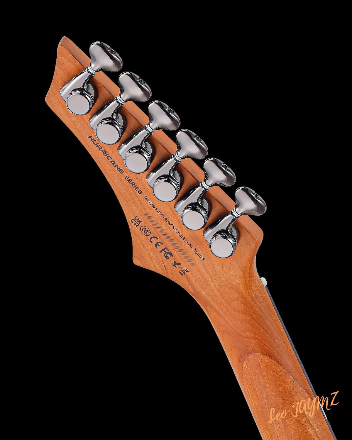 Leo Jaymz Electric Guitar Hurricane Deluxe See What You Get Series, Mahogany Body, Roasted Maple Neck, Rosewood Fretboard, Locking Tuners, Rounded Frets, Case (S-Grade, YN-0010)