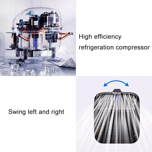 Portable Air Conditioners for Camping Outdoor Use Drainage Free Cooling 2 Speeds Timed Shutoff Auto Oscillation Air Cooler with Remote Control for Indoor Room and Tent(Silver)