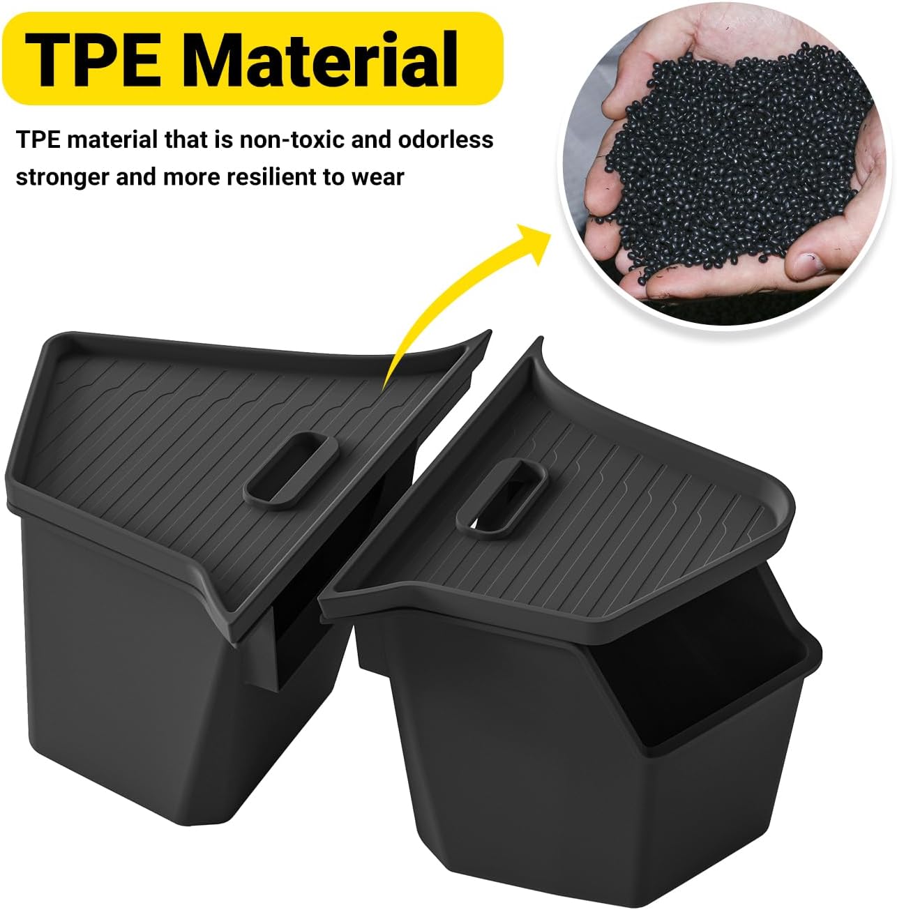 New 2025 2026 Model Y Juniper Rear Trunk Storage Bins with Lids 2PCS Refresh Model Y Rear Trunk Storage Box TPE Waterproof Trunk Organizer for Model Y Juniper Interior Accessories
