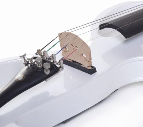 Cecilio 4/4CEVN-3W Solid Wood Pearl White Electric/Silent Violin with Ebony Fittings in Style 3 (Full Size)