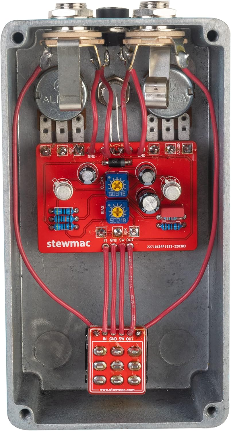 StewMac Sun Fuzz DIY Electric Guitar Pedal Kit, With White Enclosure, Inspired By Analogman Sun Face (12252-W)