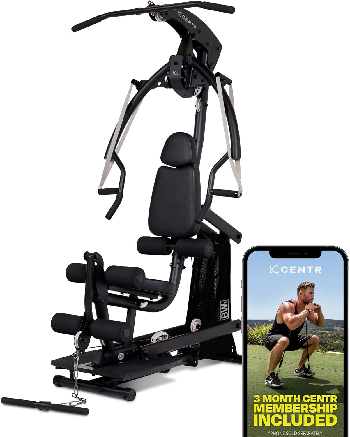 Centr Body Weight Home Gym Machine - Upper & Lower Body Weight Machine & Home Gym System with Multifunctional Cable for Full Body Workout Set - Exercise Equipment with Leg Extension & Leg Curl Station