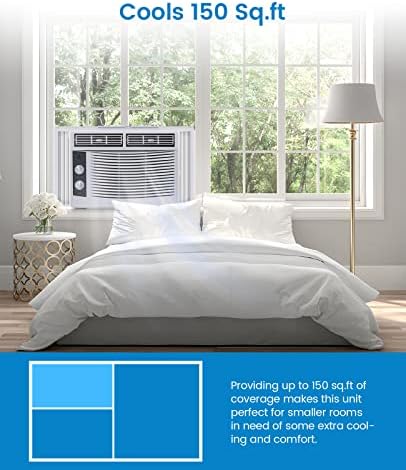 5,000 BTU Window Air Conditioner, AC Units Cools Up to 150 Sq.Ft., Quiet Operation, With 7-Speed Temperature Sdjustment, 2 Fan & Cooling Speeds, White