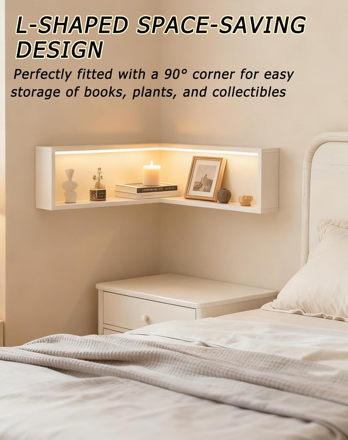 Smart Corner Shelves That Light up Your Space, Illuminated Corner Shelf with Remote, No-Drilling Illuminated Corner Blind Boxes Shelf, Floating Corner Shelves for Wall,For Collectibles(3, With lights)