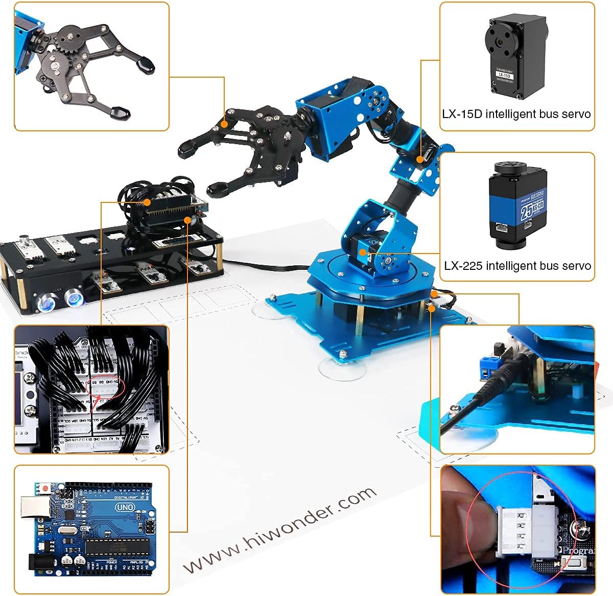 Robotic Arm 6DOF Robot Arm Kit with Secondary Development Compatible with Arduino, DIY Programming Kit STEAM Robot with Sensor and Arduino Open Source Code & Tutorial