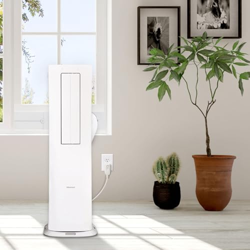 Hisense 8,000 BTU Portable Inverter Air Conditioner with Dehumidifier, Quiet Operation & Dual Hose Design, AC Heater Combo Unit for Room in White