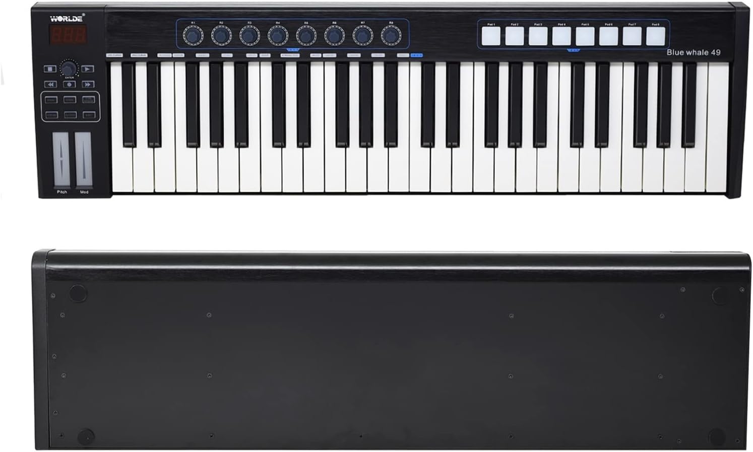 Keyboard Piano 49 Portable USB MIDI Controller Keyboard 49 Semi-Weighted Keys 8 RGB Backlit Trigger Pads