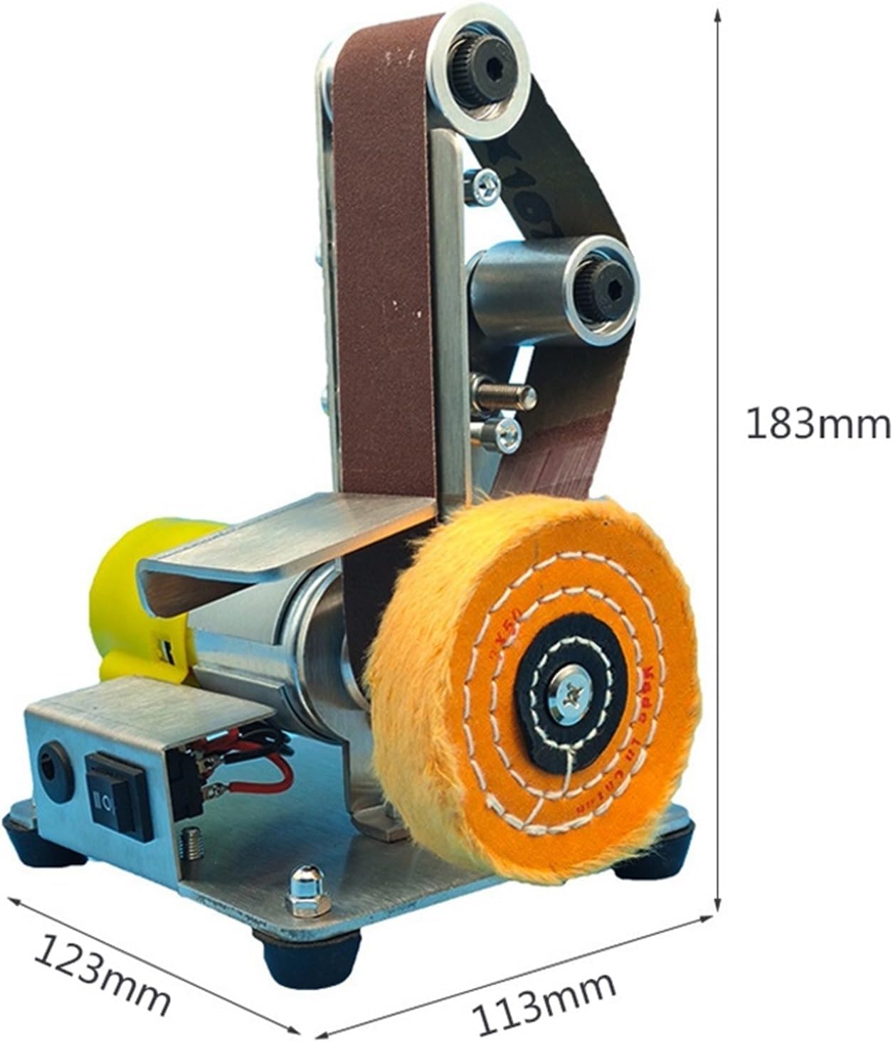 Multifunctional Desktop Vertical Miniature Mini Electric Belt Machine DIY Polishing Fixed Angle Grinder for Woodworking(Pink)