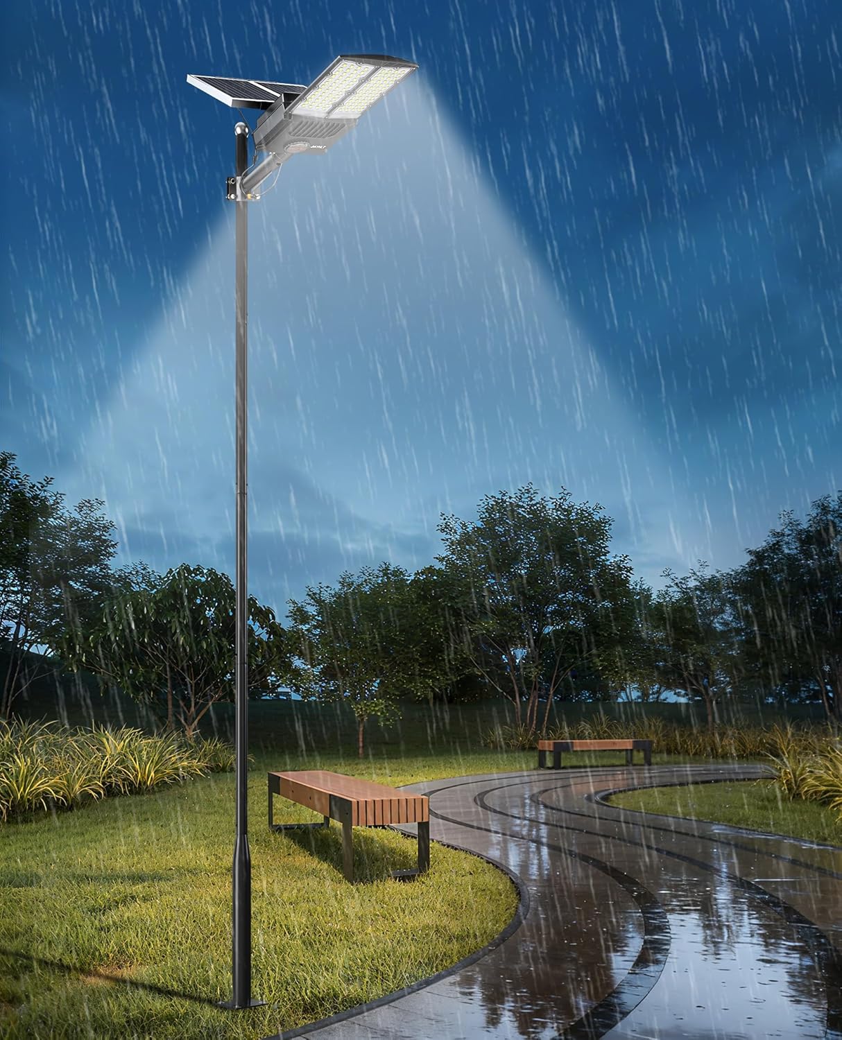 JAYNLT 19Ft Tall Street Light Pole -Heavy -Duty Metal Street Lamp Post for Solar Street Lights with Mounting Rebar Cage Base Accessory for Parking, Yard,Farm(Light not Included