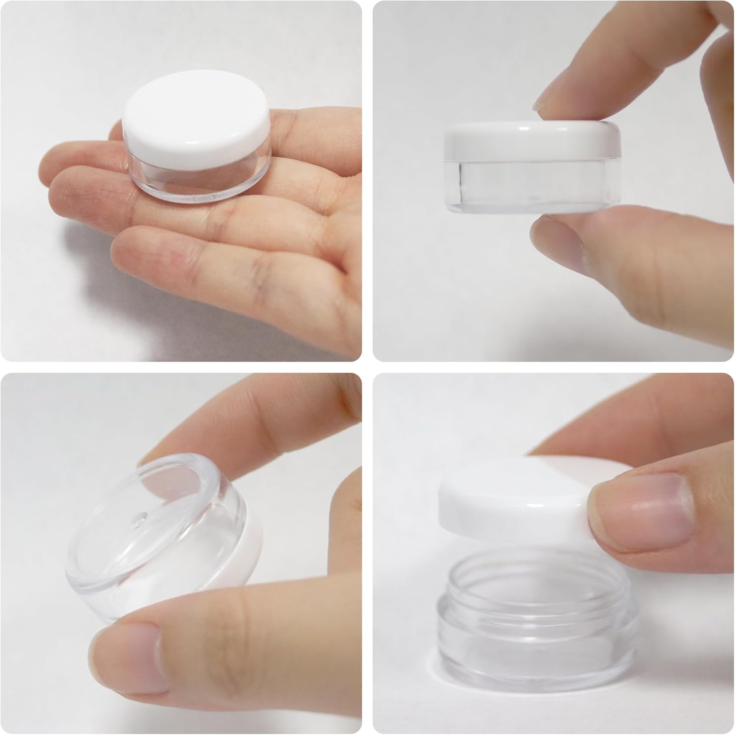 (2000 Pcs) Beauticom 5G/5ML Round Clear Jars with White Lids for Acrylic Powder, Rhinestones, Charms and Other Nail Accessories - BPA Free