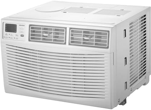 Amana 8,000 BTU Window Air Conditioner with Dehumidifier, 115V, Window AC for Rooms up to 350 Sq. Ft., Bedrooms, Bathrooms, and Nurseries with Remote Control, Digital Display, Timer, 3 Cooling Speeds