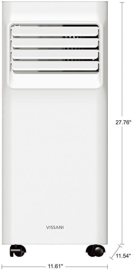 Vissani 8000 BTU Portable Air Conditioner (5000 BTU SACC), 3-in-1 AC Unit with Dehumidifier & Fan, Remote Control, 115V, Easy Install Window Kit, Cools Rooms up to 150 Sq. Ft. (Renewed)