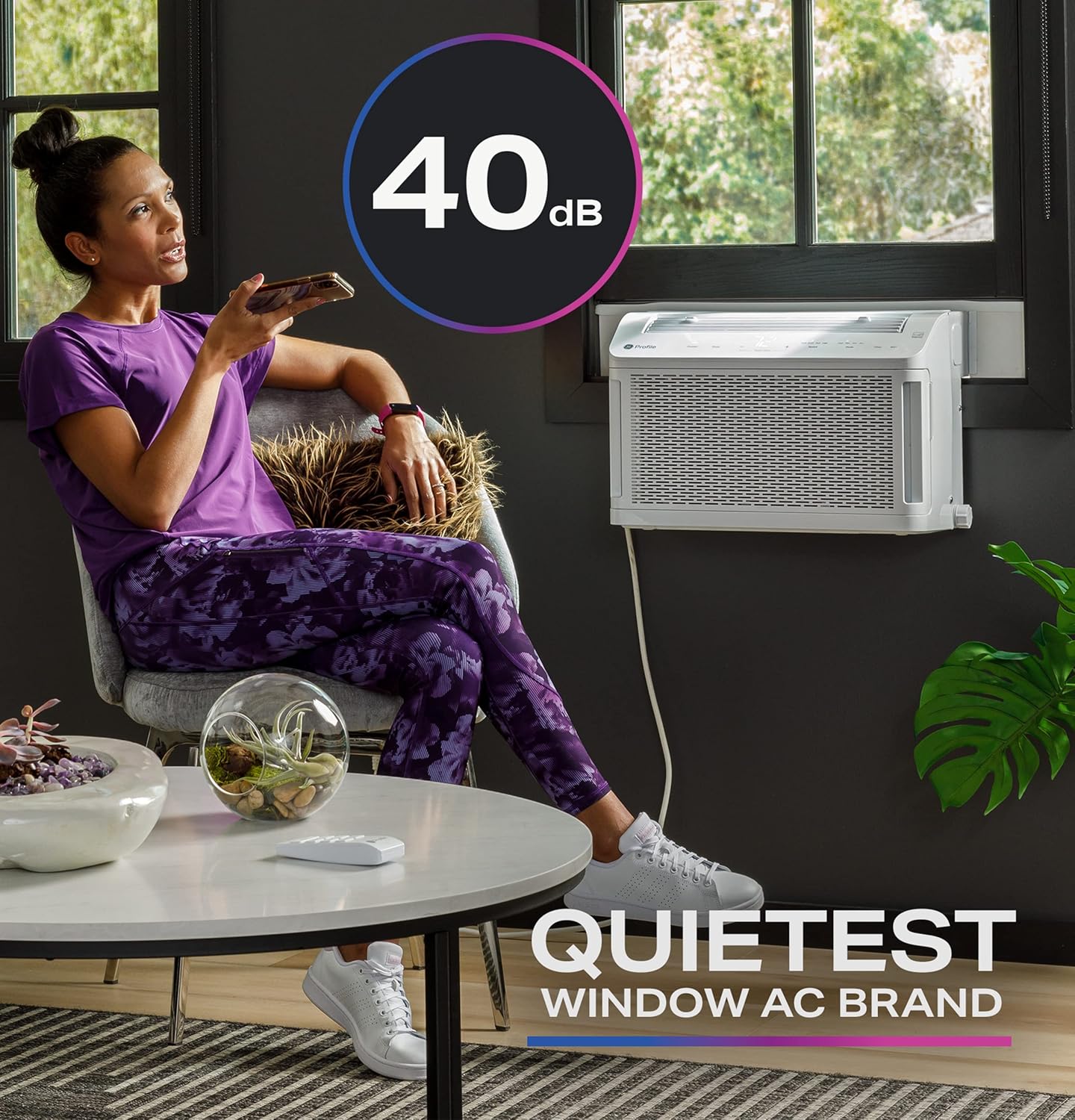 GE Profile ClearView Inverter Window Air Conditioner 12,200 BTU, Inverter Technology, Ultra Quiet for Large Rooms + GE Profile Air Purifier | Removes Allergens, Odors & Other Impurities Bundle