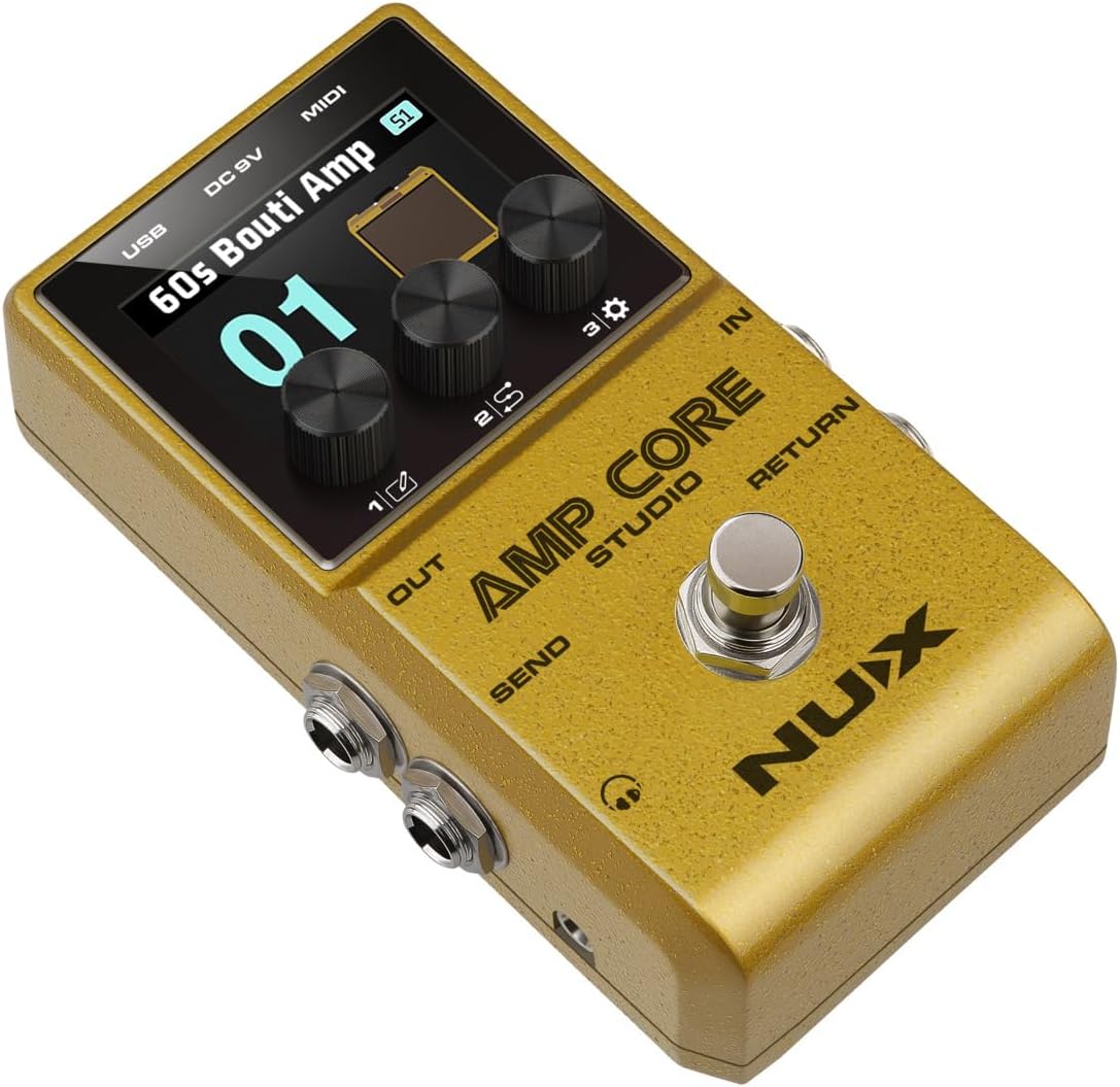 NUX Amp Core Studio Guiar Effect Pedal, IR CABINET with Classic Amp Sounds, 3 Scene Modes, HD Color LCD Screen, IR Pedal