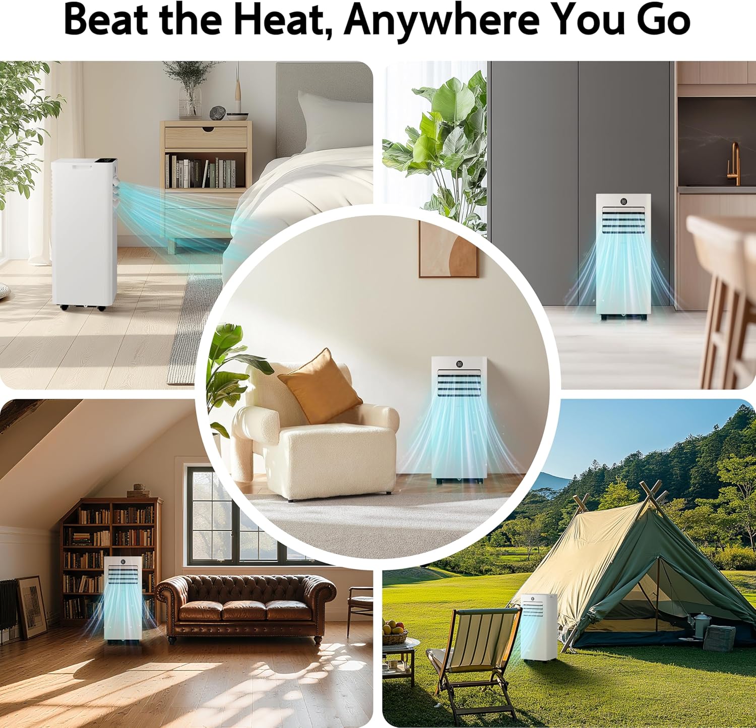 10,000 BTU Portable Air Conditioner for Rooms up to 450 Sq.Ft, 4-in-1 Cooling/Dry/Fan/Sleep Mode, Remote Control, High Low Speed, Window Kit Included, White