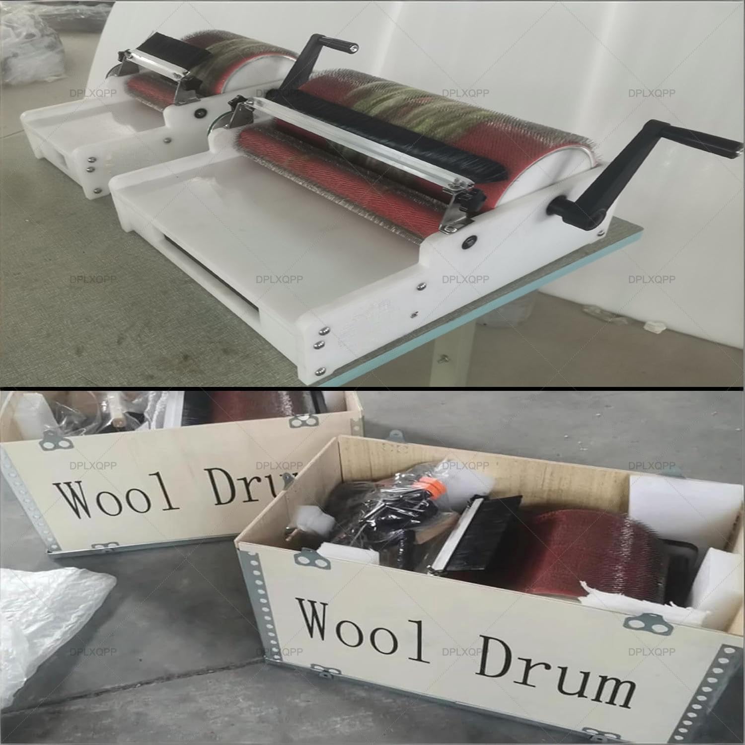 Fiber Blending Drum Carder,Manual Wool Carding Machine for Spinning,Felting & Knitting,with Stainless Steel Needles (20cm Roller)(2 Size Options,No Electricity Needed) 40CM/16inch