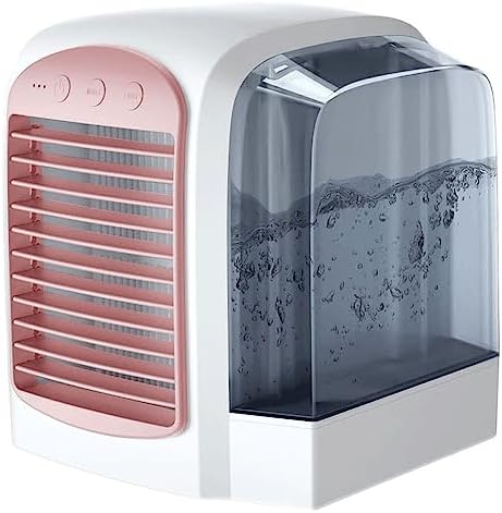 Portable Air Conditioner, 3 Speed Adjustable Evaporative Air Cooler Fan, Mini Personal Air Cooler, for Home, Office, Bedroom (Color : Pink)