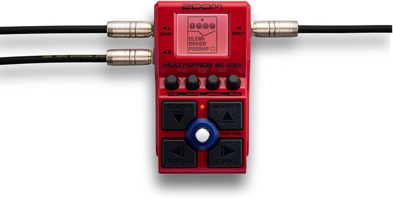 Zoom MS-60B+ MultiStomp Bass Effects Pedal with 95+ Effects Featuring Amp Models For Electric Bass Guitar Bundle With 4xAA WITH CHARGER + Cleaning kit + Straps + Travel Bag