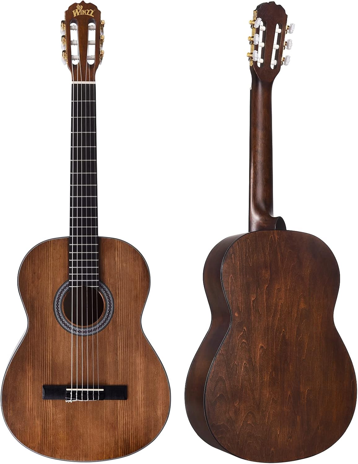 Winzz Classical Guitar 4/4 Adult Classical Guitar for Beginners 39 Inches Brown