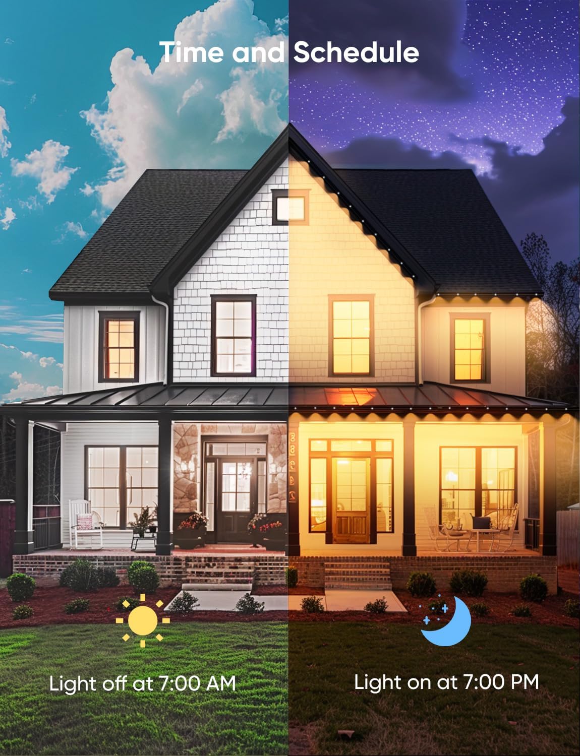 Permanent Outdoor Lights 150ft,RGBW Eaves Light with 108 LED Lights,111+ Scenes Modes Outdoor Lighting, Waterproof Permanent Light for Daily Holiday Halloween Decorations, Compatible with Alexa,Black