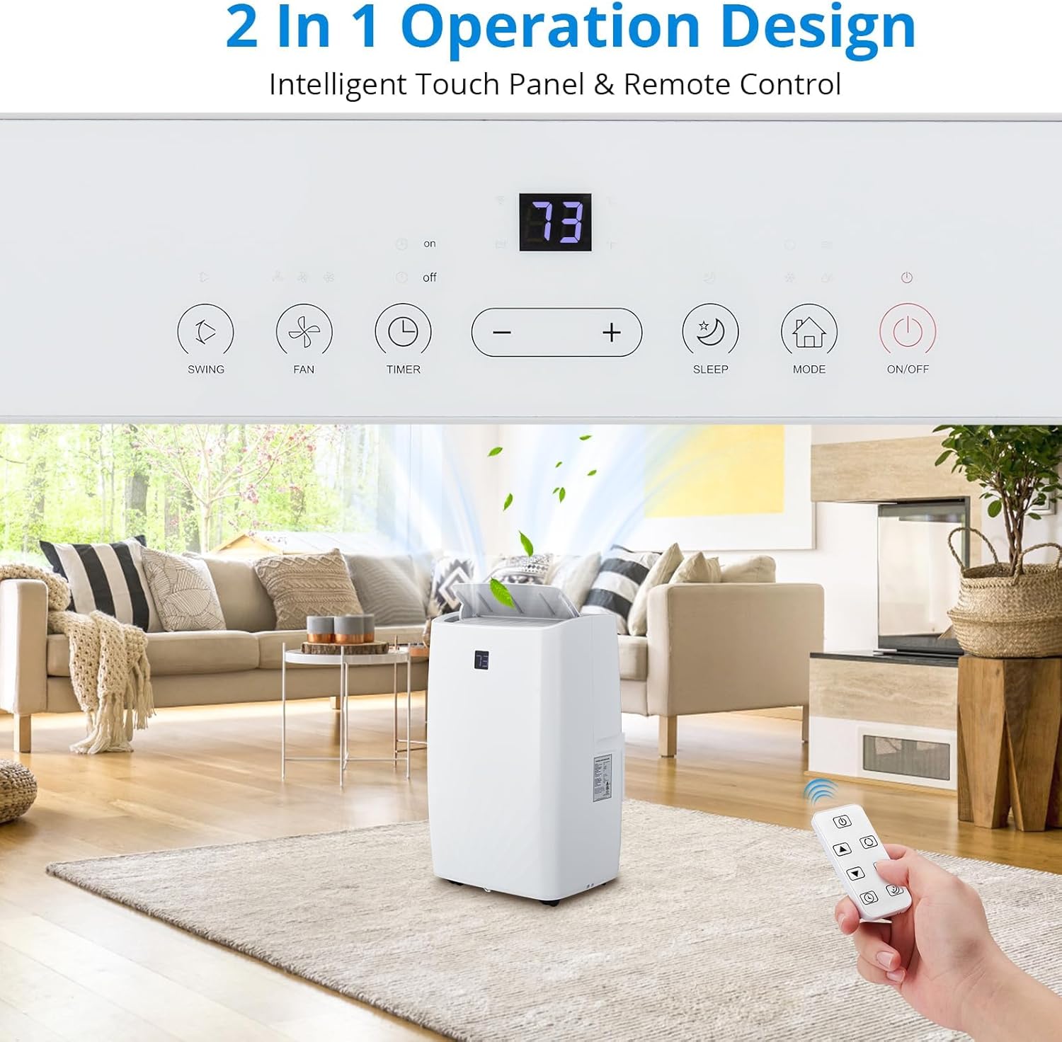 12000 Btu Portable Air Conditioners with Dehumidifier and Fan Mode, Portable AC Unit with Remote Control/LED Display, Cooling for Rooms Up to 550 Sq. Ft., 24H Timer & Quiet Operation for Home Office
