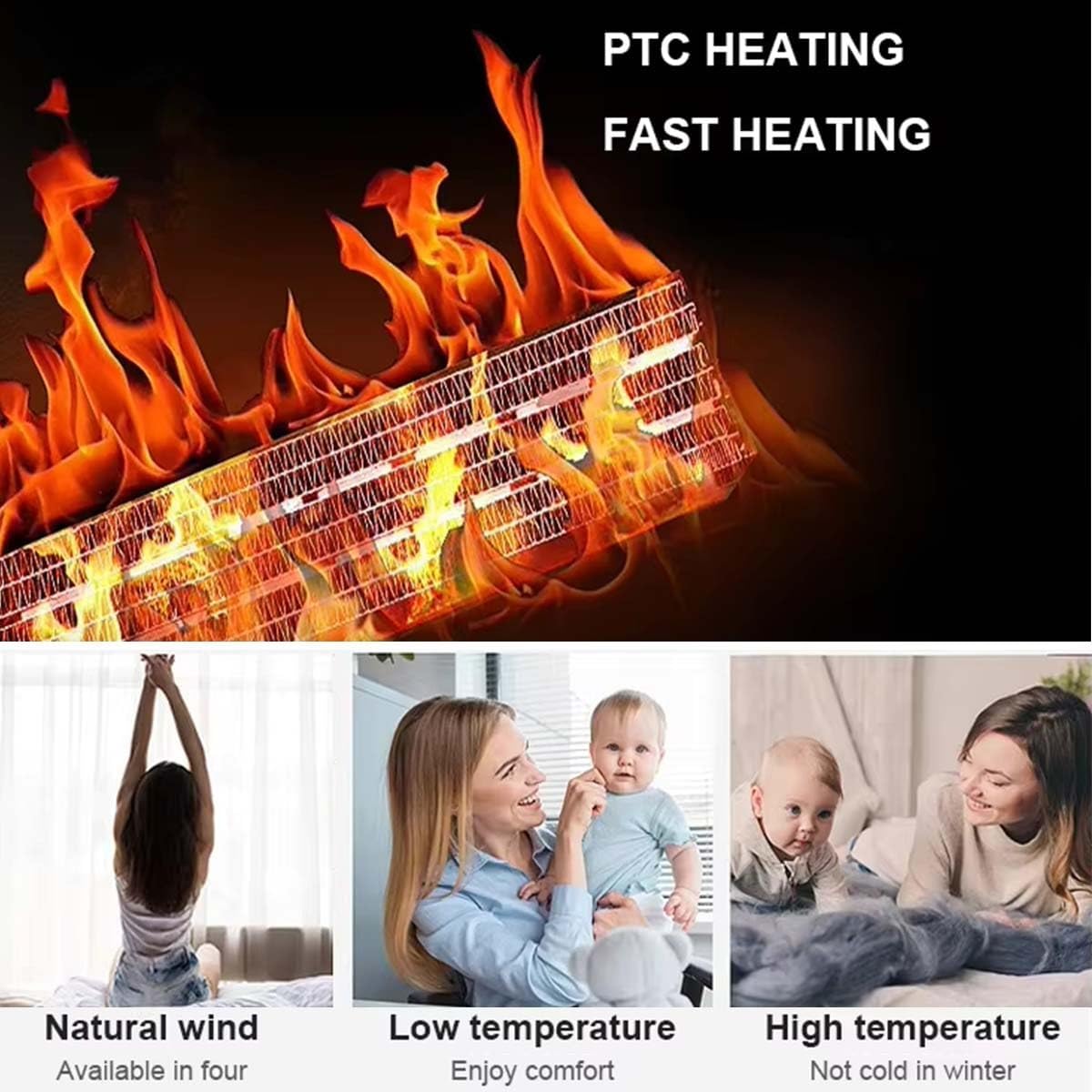 2 In 1 Wall Mounted Heating System, Cooling/Heating, Kitchen Wall Air Conditioner Fan, for Bathroom Office, RV Air Conditioner Heater and Fan Combo(White)