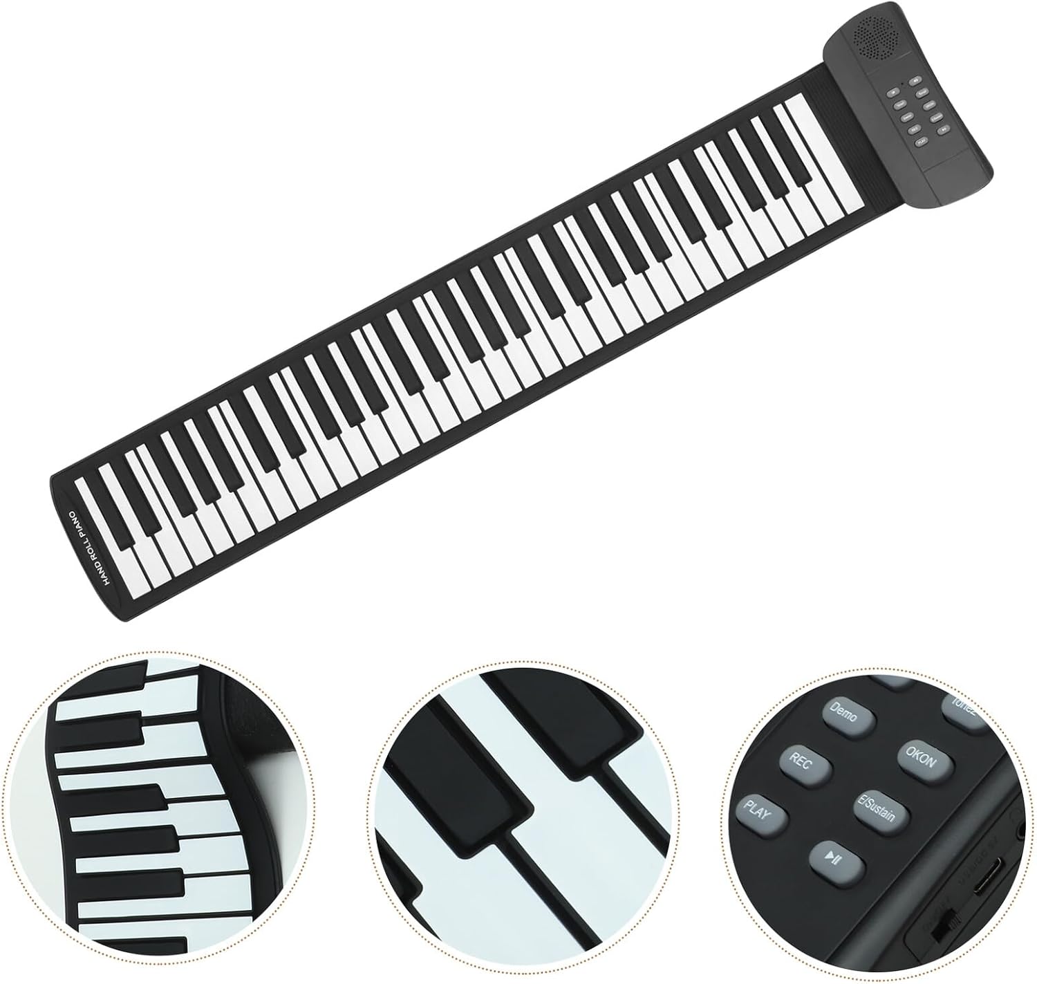 Generic Key Foldable Silicone Piano Keyboard for Beginners and Adults Portable Electronic Musical Instrument with Built-in Speaker Recording Tones USB Connectivity for Music Learning and