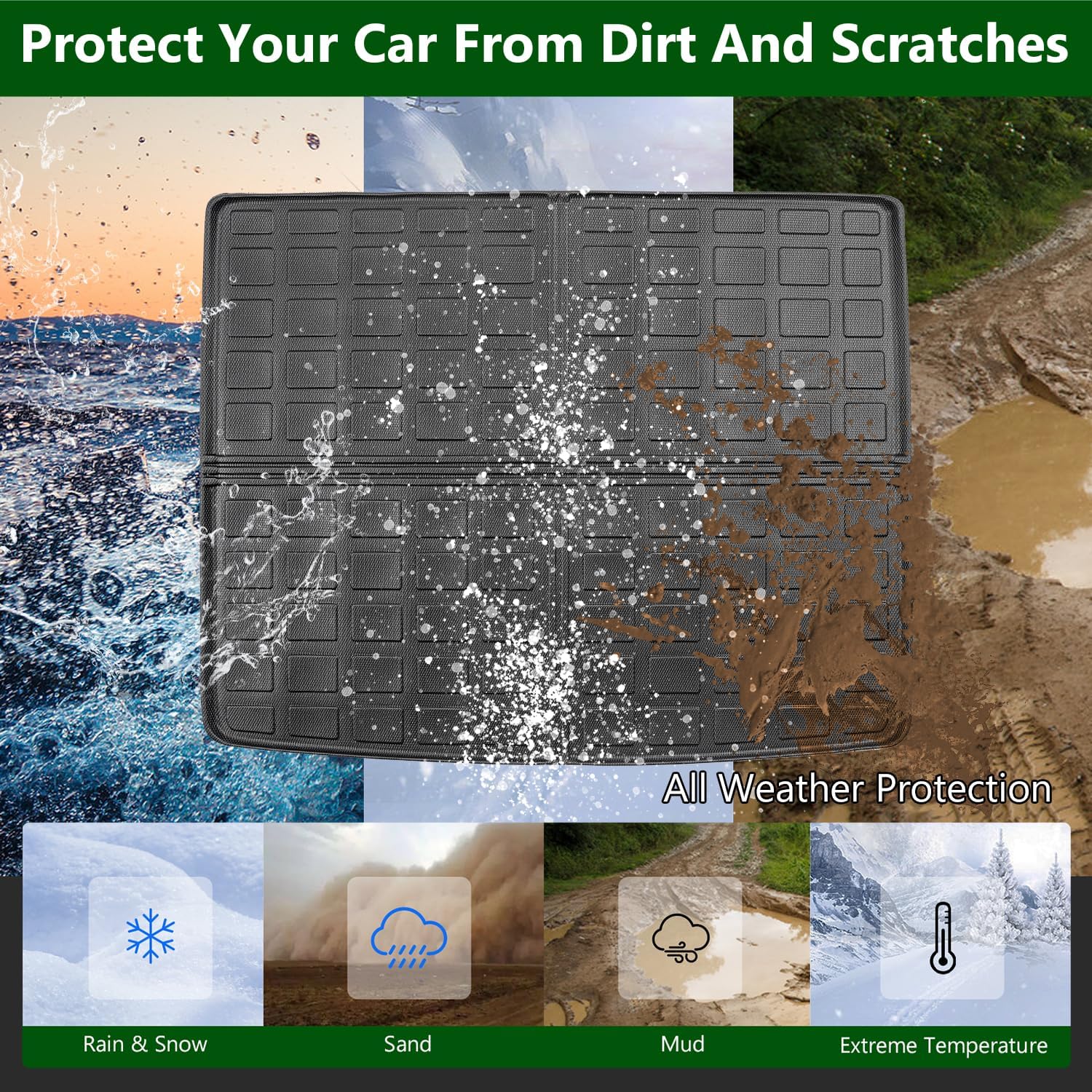 Trunk Mat Backrest Mats Compatible with 2019-2023 Jeep Cherokee Cargo Liners TPE Back Seat Protector Replacement for 2019 2020 2021 2022 2023 Jeep Cherokee Accessories (Cargo Mat+Backrest Mat)