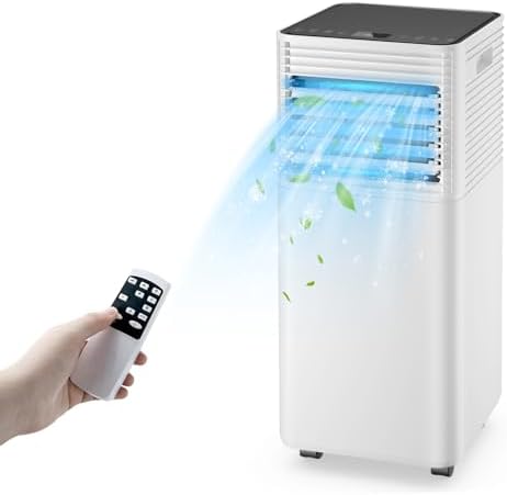 KOTEK Portable Air Conditioners, Air Conditioner for Rooms up to 230 Sq Ft, Ac Unit with Remote Control, 2 Speeds, 4 Modes, 24H Timer & Window Installation Kit for Home/Office/Dorms (Black, 8000 BTU)
