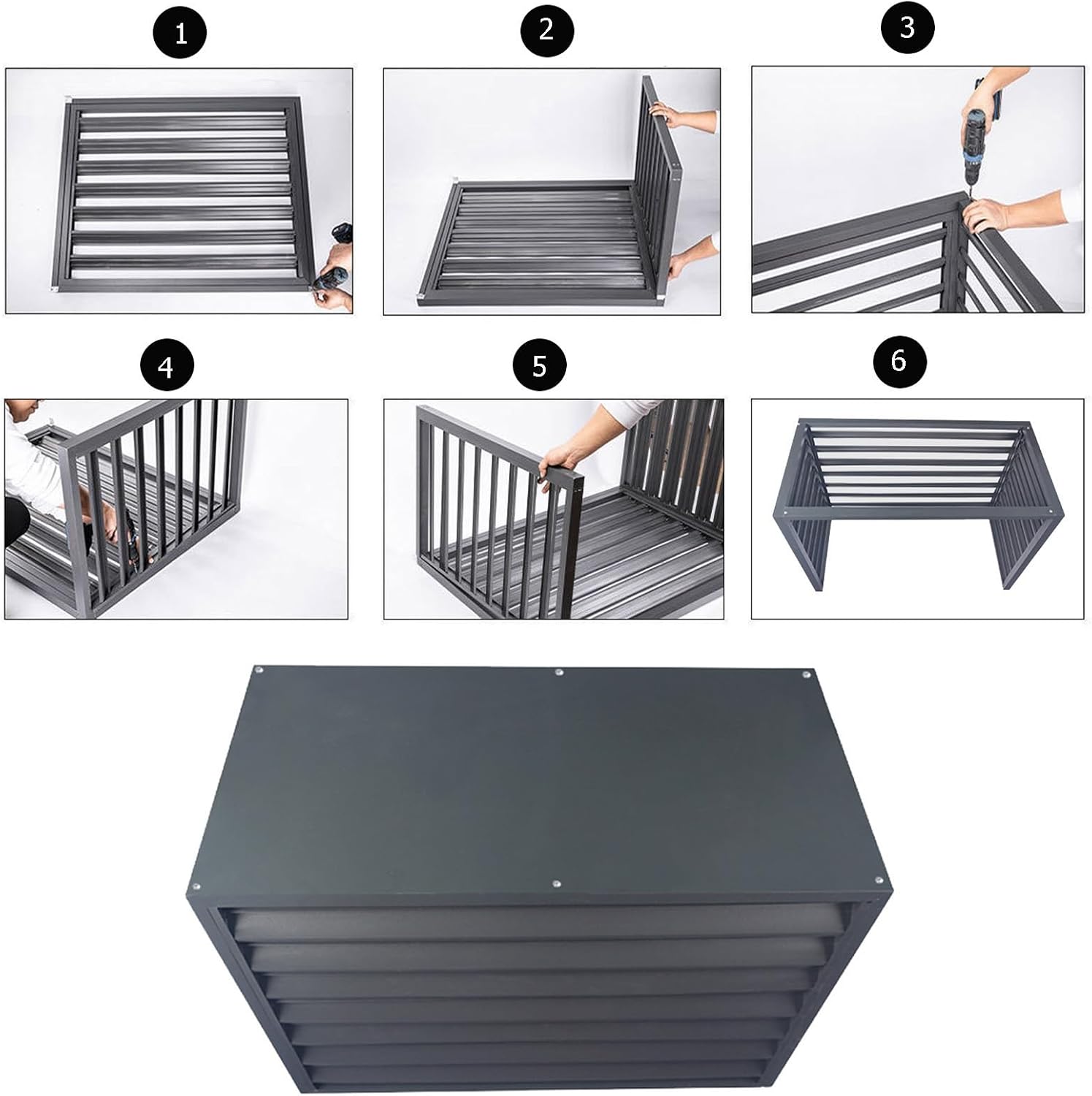 Outdoor Air Conditioning Cover, Aluminum Condenser Protective Cover, Grilles for AC and Heat Pumps, Mini Split Air Conditioner Cover for Outside Units, Freestanding Louvered Space Divider (