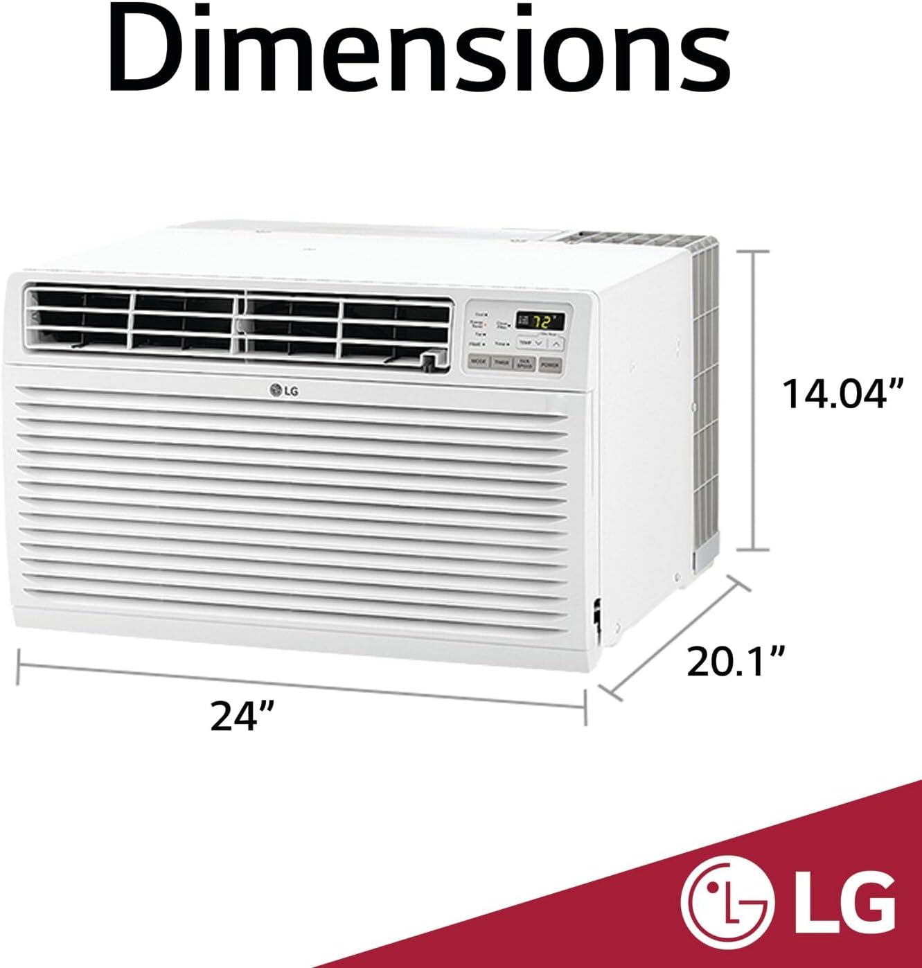 LG 10,000 BTU Through the Wall Air Conditioner, 115V, Cools up to 440 Sq. Ft. for Bedroom, Living Room, Apartment, with Remote, 3 Cool & Fan Speeds, Wall AC Unit, White