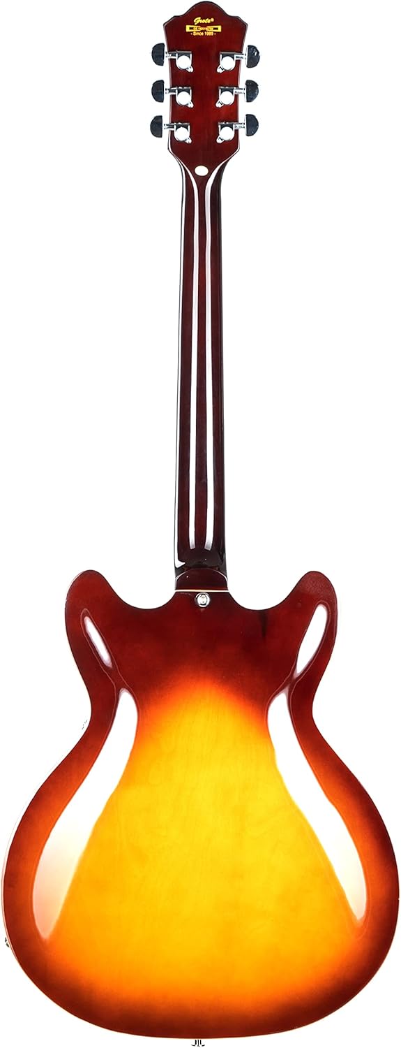 Grote Full Scale Electric Guitar Semi-Hollow Body Guitar Stainless Steel Frets (Vintage Sunburst)