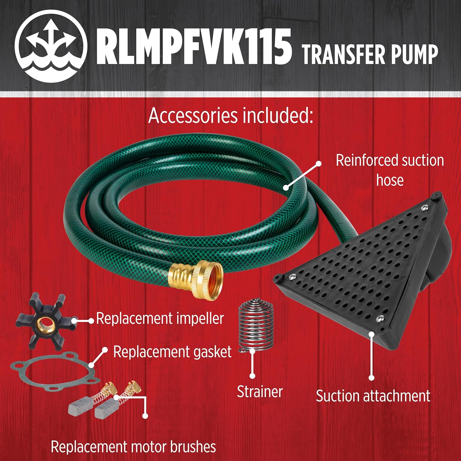 Red Lion RLMPFVK115 115 Volt 350 GPH Non-Submersible Multi-Purpose Transfer Pump with Accessory Kit, White, 14942025