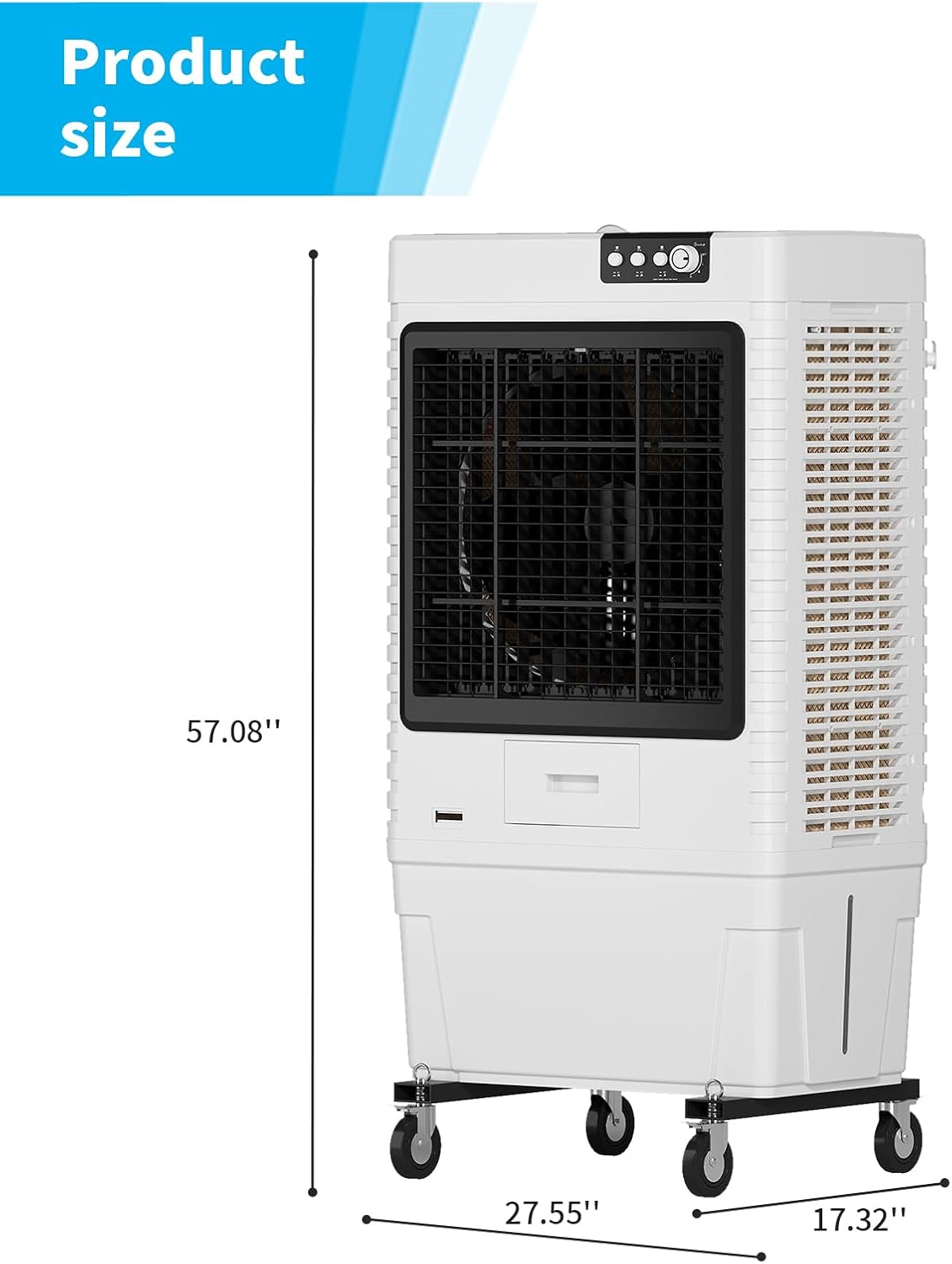 9000CFM Commerial Air Conditioner, Portable Evaporative Air Cooler with 21.1-Gal Water Tank with Water Level Alarm, Remote, 3 Speeds, Ideal for Factory, Garage