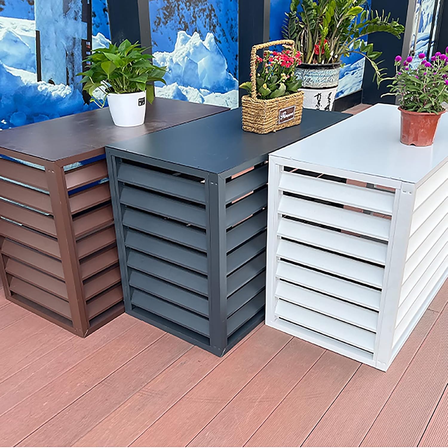 Cover for Outdoor Aluminum Air Conditioning Cover Decorative Privacy Screen, Privacy Ac Covers, Air Conditioner Protection Cover for Units, Freestanding Enclosure to Cover Garbage Or Ac Units