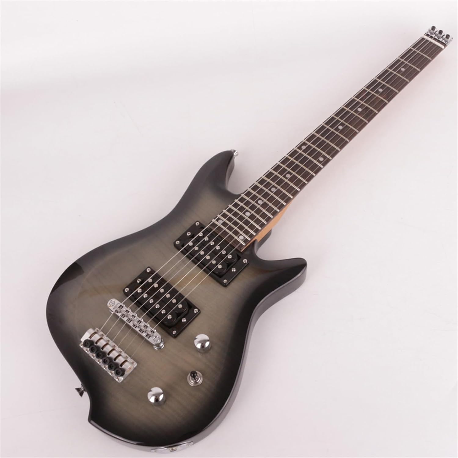 VENEKA Headless Electric Guitar 24 Frets Roasted Maple Neck Rosewood Fingerboard Headless Travel Portable Electric Guitar (Color : 02)