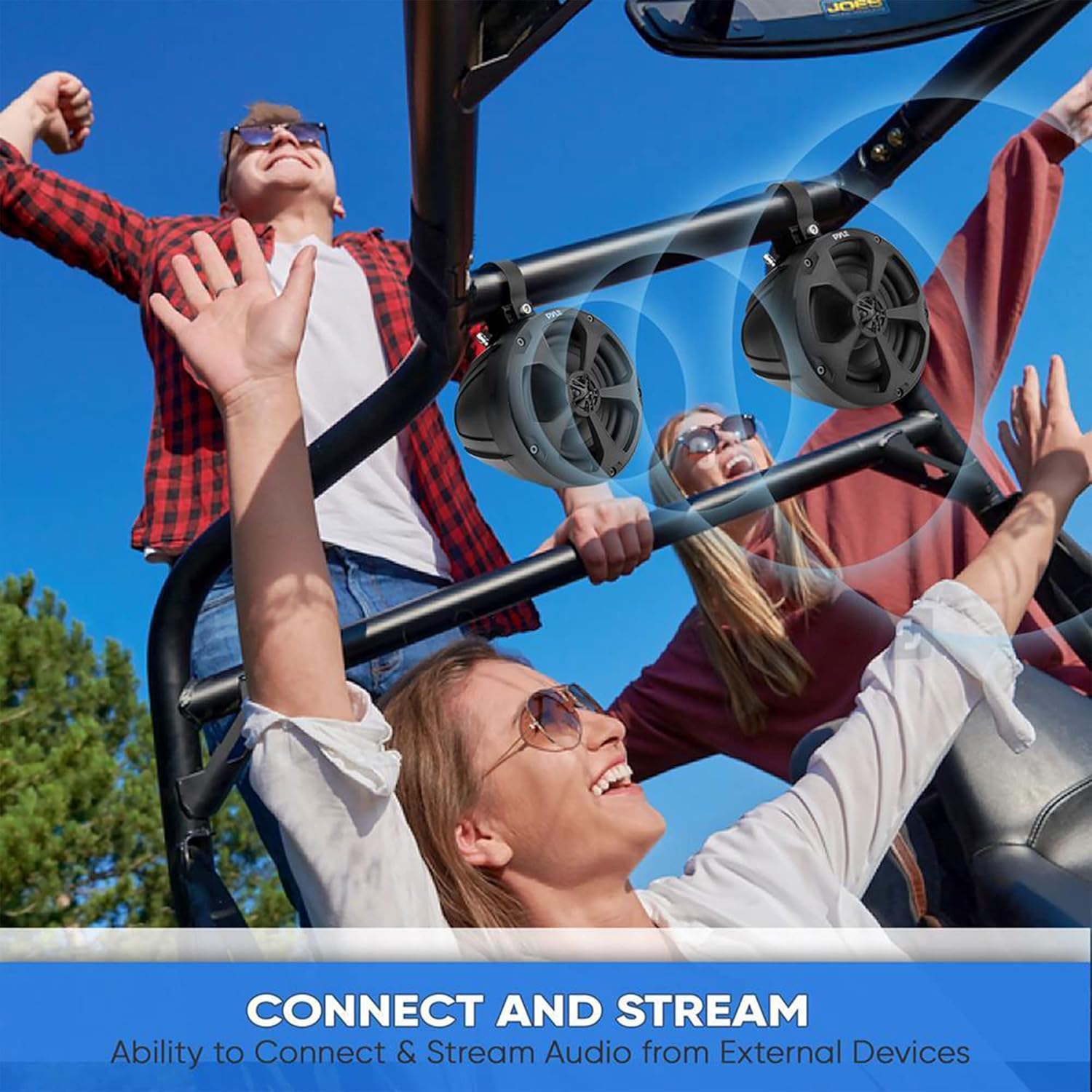 PYLE, Marine Speakers, Boat Speakers, 1000W 5.25 Inch, Waterproof Off-Road System, 2-Channel Amp, Full Range Stereo, ATV/UTV/Jeep, Includes Mounting Brackets & Wiring, IP-X45 Rated, PLUTV52CH