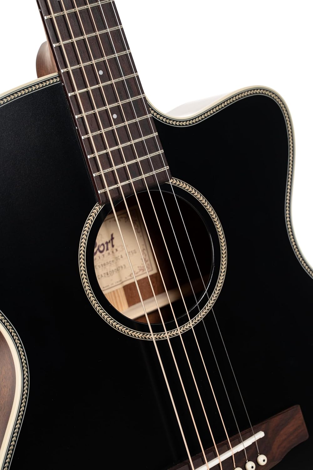 Cort Essence Series ES-OC4 Orchestra Model Cutaway Acoustic Electric Guitar, Black Top Semi Gloss (OC4BTSG)