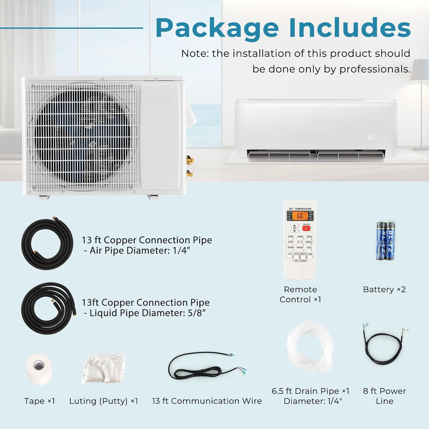 DORTALA 24000 BTU Mini Split Air Conditioner & Heater, 21 SEER2 208-230V Pre-Charged Inverter Heat Pump System, Wall Mounted Ductless AC Unit with Energy Star, Remote, Compatible with Alexa