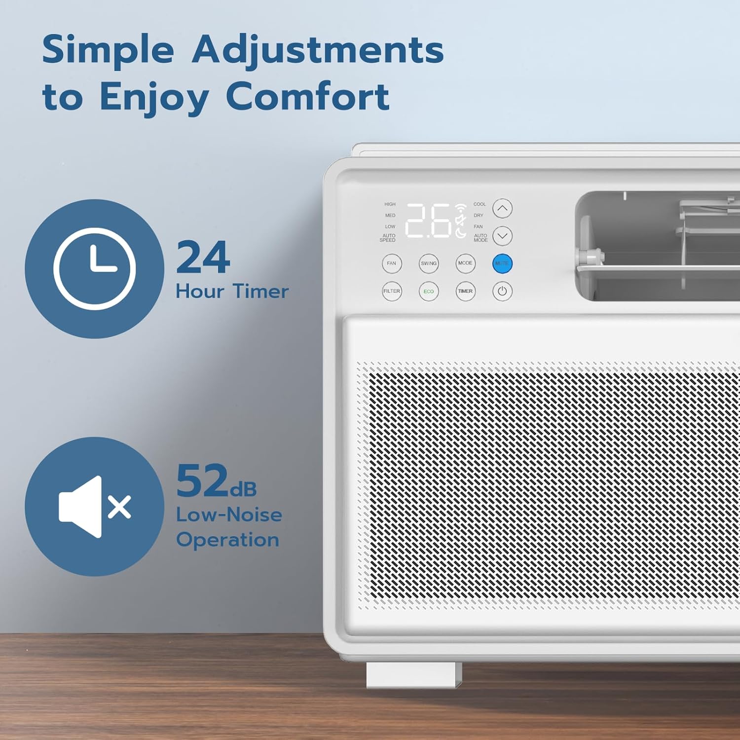 ZAFRO Window Air Conditioners 12000BTU, Cools 350 Sq. Ft,4 Cooling Mode & Fan Speeds,Ultra-Quiet Remote,White