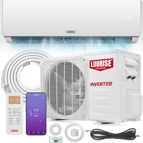 11500 BTU WiFi Mini Split AC/Heating System, Ductless Air Conditioner, 17 SEER2 115V Inverter Wall AC Unit, Cools Up to 550 Sq.Ft, Pre-Charged Heat Pump & 16.4ft Installation Kit
