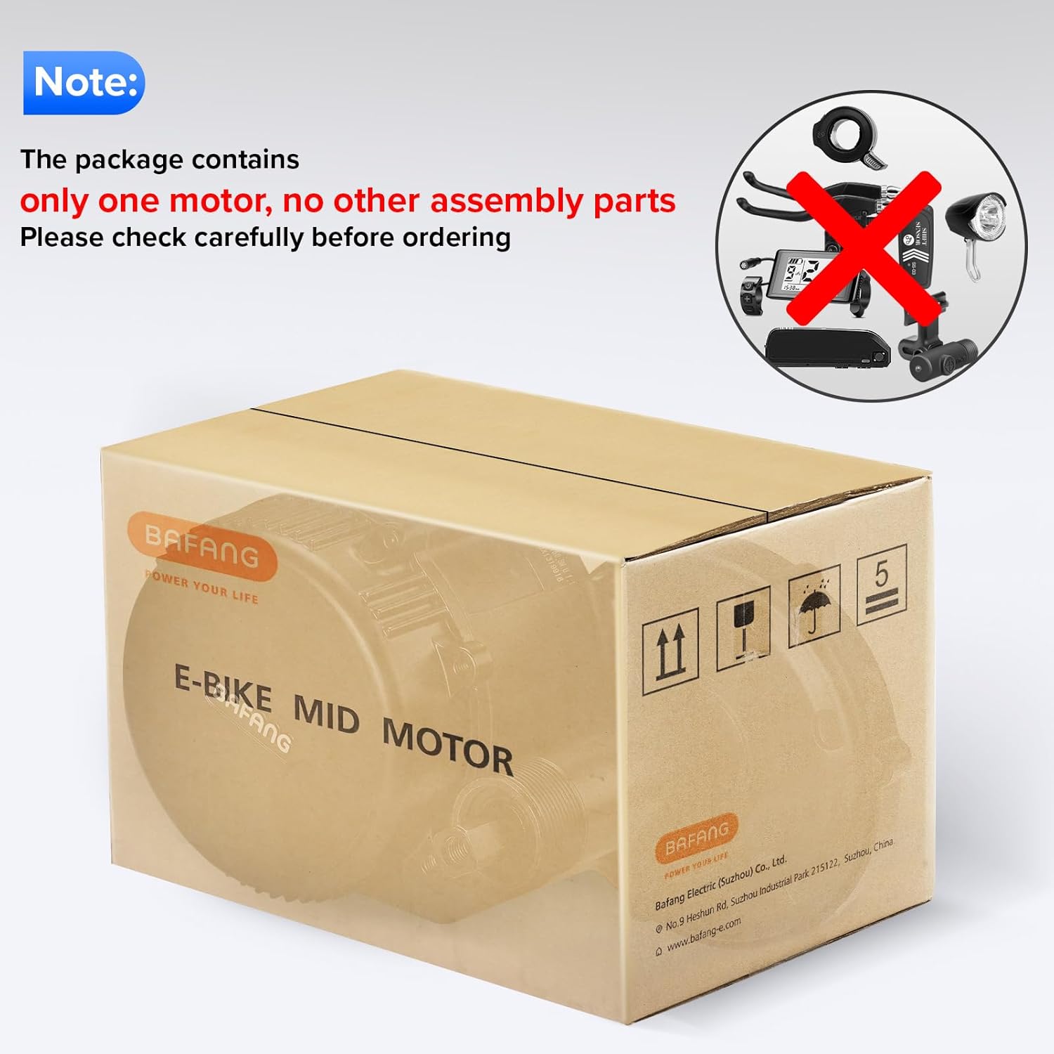 BAFANG 36V/48V 250W/500W/750W/1000W UART Version Mid Drive Kits, BBS01B BBS02B BBSHD for 68mm Bottom Bracket(No Other Accessories, Such as displays, cranksets, Brake levers, or Throttle Grips.)